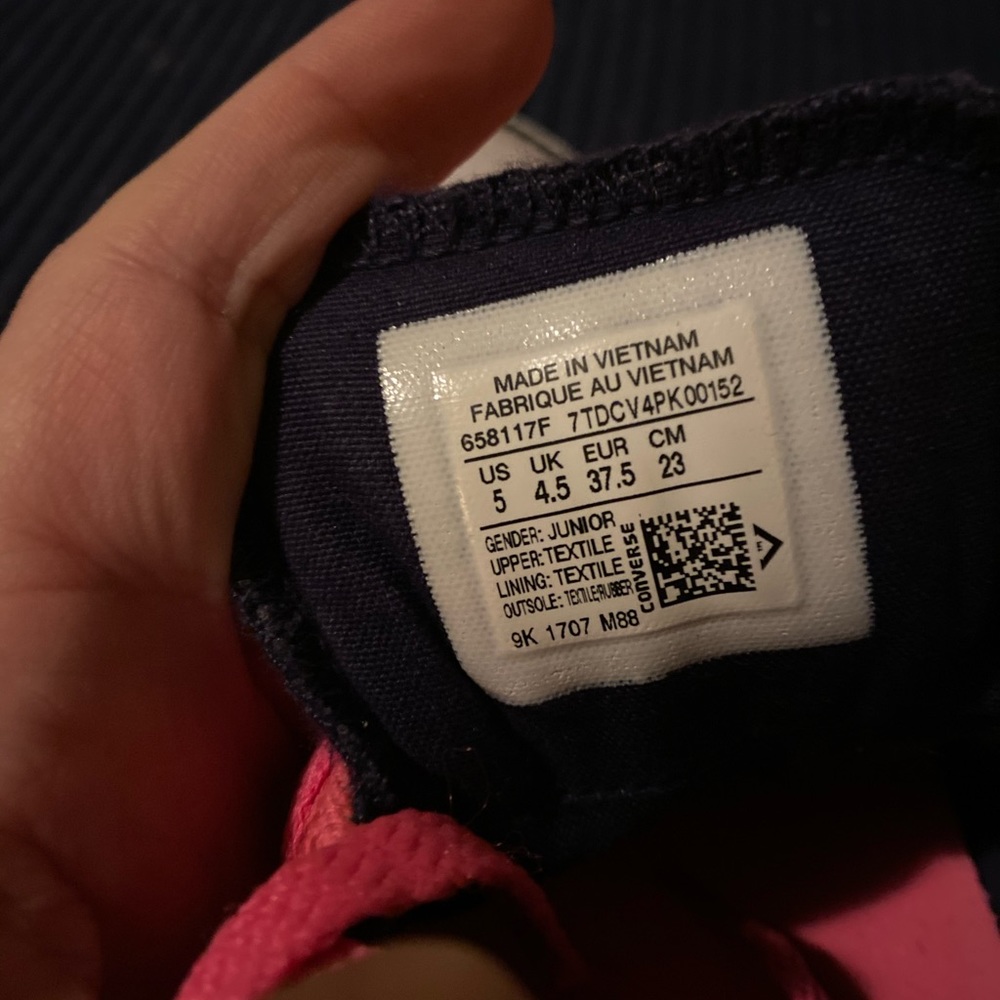 Converse size 5 blue and pink
